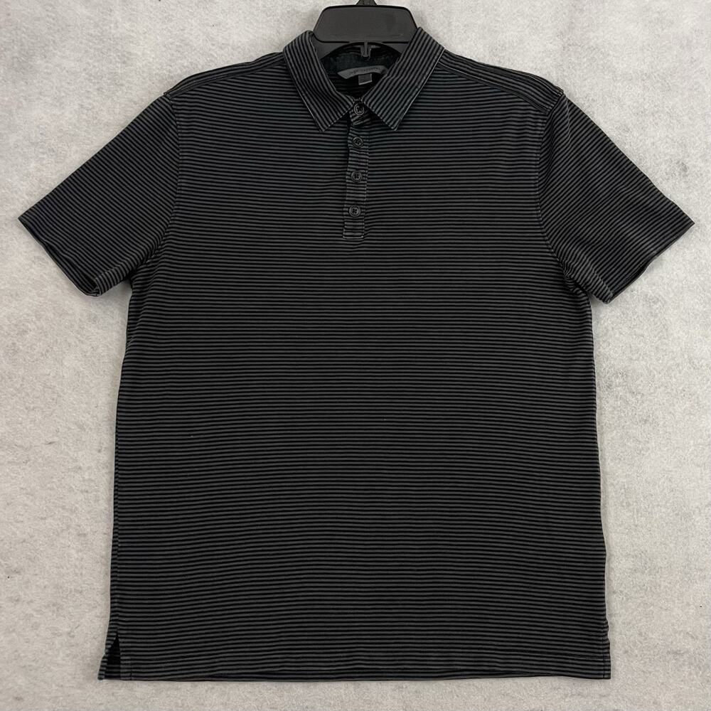 John Varvatos Collection Hampton Polo Mens S Striped Black & Gray Silk Cotton - Picture 3 of 11
